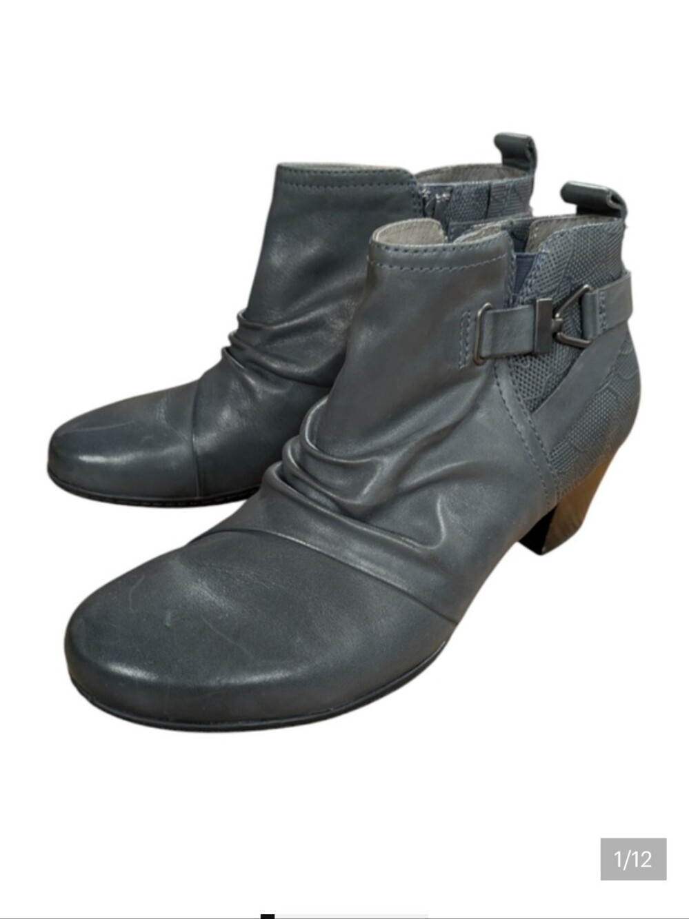 Earth Calgary Halifax Leather Ankle Boot Admiral Blue Size 8.5